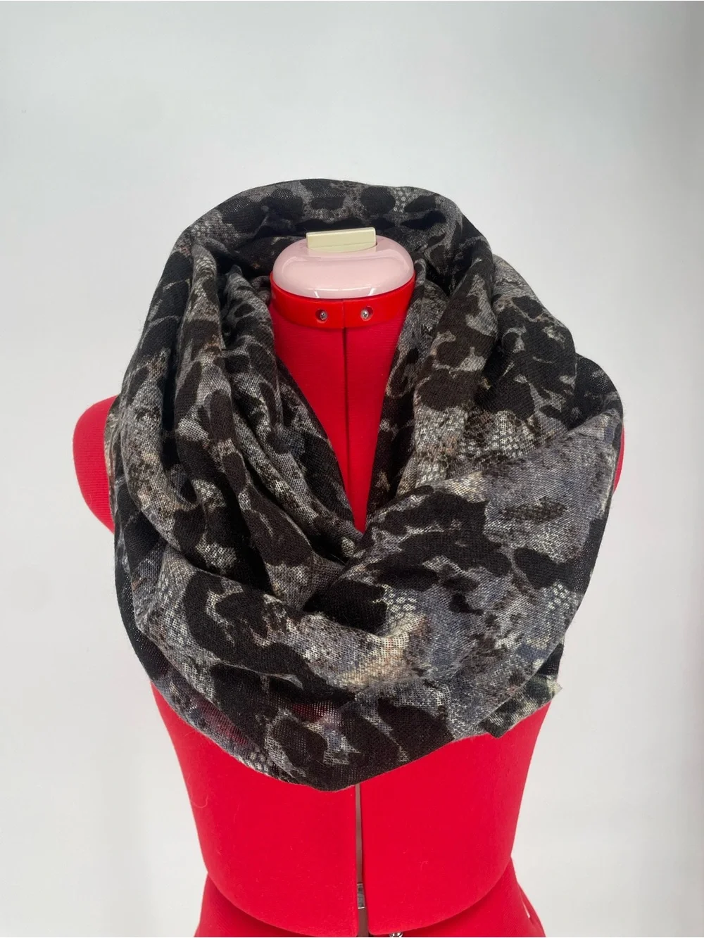 Animal Print Gray Brown Silence + Noise Soft Oversized Tube Scarf Circle Scarf